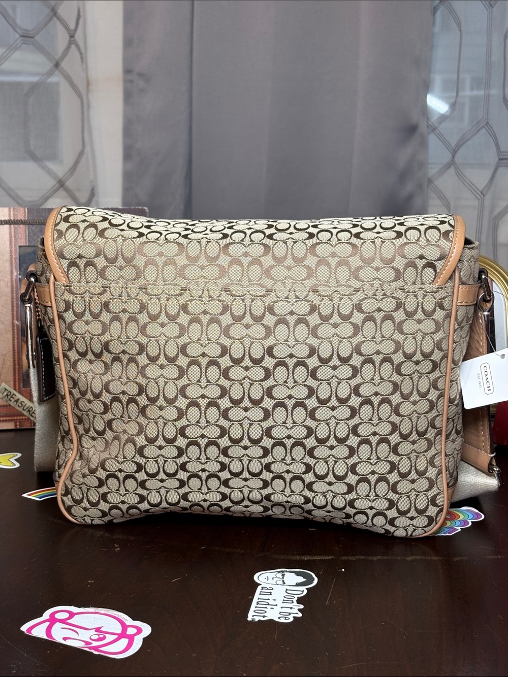 Coach Signature Canvas Messenger Crossbody Bag Khaki Leather J1169-F70283 NEW - Picture 8 of 16